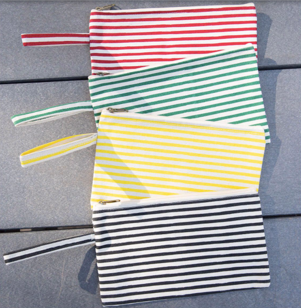 Striped Zipper Pouch
